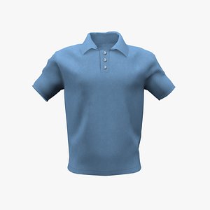 3D Polo Shirt Buttoned Collar