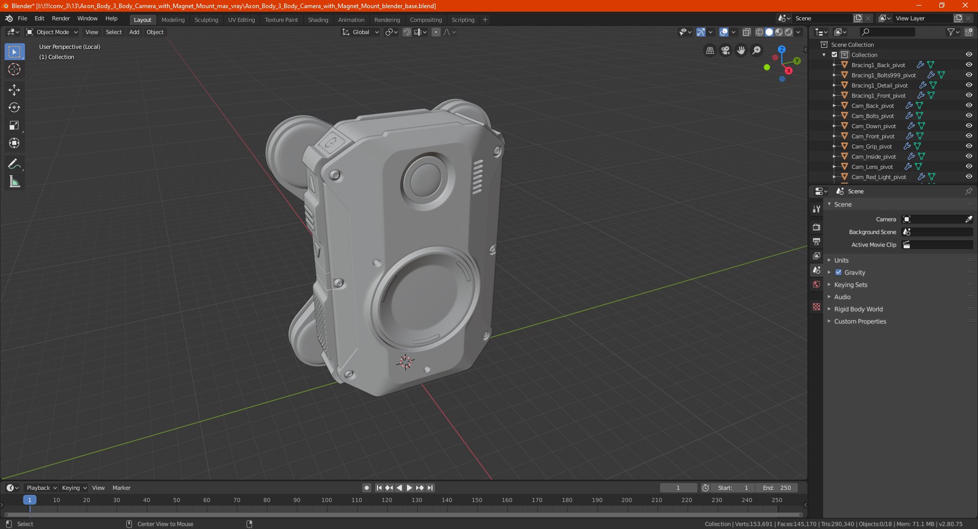Axon Body 3 Body Camera with Mount 3D model TurboSquid 1726449