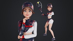 Cartoon Female Tennis Player 3D model