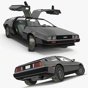 3D DeLorean DMC-12 Sports Coupe Rigged