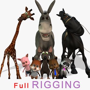 3D Cartoon Animals Full Rigging model