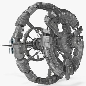 3D Futuristic Space Ring Station Grey