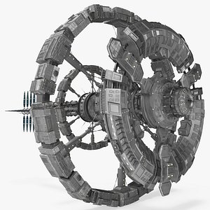Futuristic Space Ring Station Grey