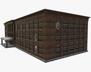 Ruined School(W/Interior) PBR Low Poly
