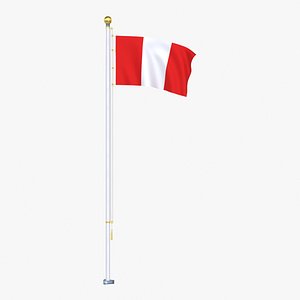 Peru Flag Stand Pole Animated