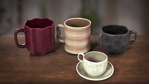 3D 4 Ceramic Cups Pack