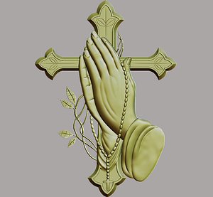 cross praying hands 3D model