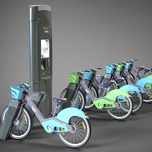 3D velib metropole public bicycle model