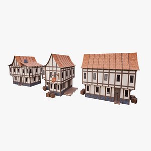 Modular Medieval Houses Kit 3D