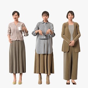 Rigged Modular Character - Asian Woman 3D model - FH2 - Blender UE5 C4D
