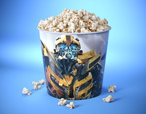 3D popcorn bucket modeled model