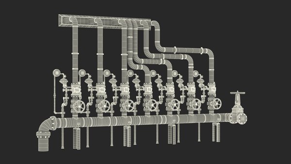 3D модель Промышленная трубопроводная система с клапанами - TurboSquid ...