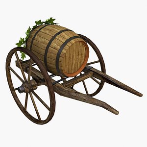 Beer barrel on wheels with animation 3D model