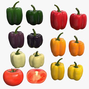 Bell Peppers and Tomato 4K PBR 3D model