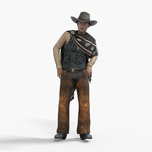 3D Wild West Sunset Rider Cowboy Low-poly