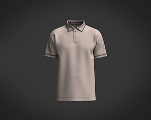 3D Mens polo with zipper and detailing