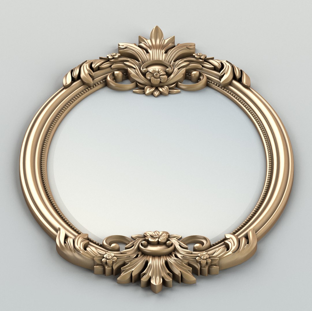 carved oval mirror frame obj