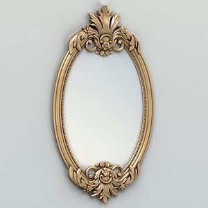 carved oval mirror frame obj