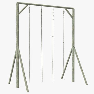 Old Training Crossbar with Ropes 3D model