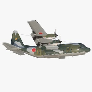 Lockheed C-130H Hercules L-382 Japan Air Force Rigged 3D Model