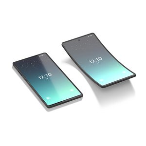 3D Animated Flexible Phone - arched smartphone with cyclic animation of display bending