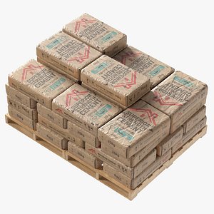 3D Cement Bag Wooden Pallet v2 model