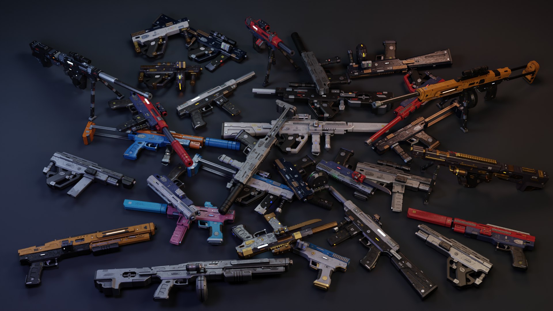 modelo 3d Armas modulares: paquete de armas animadas personalizables ...