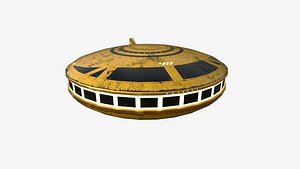 3D Alien Spaceship UFO A08 Yellow Dirt - Sci Fi Spacecraft Design model