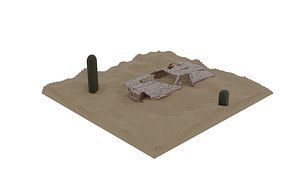 3D Abandoned Car in desert scene
