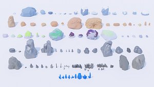 3D Pack 89 Rocks Low-Poly model