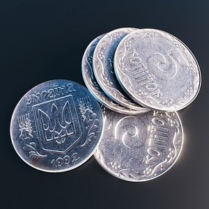 3D Ukrainian 5 kopiyok  coin