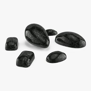 Tumbled Zebra Jasper Stones Black 3D model