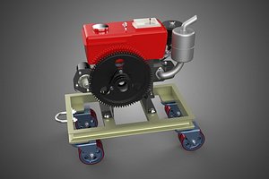 MOBILE DIESEL ENGINE MACHINE MOUNTED WHEELED CART CASTER TROLLEY 3D model