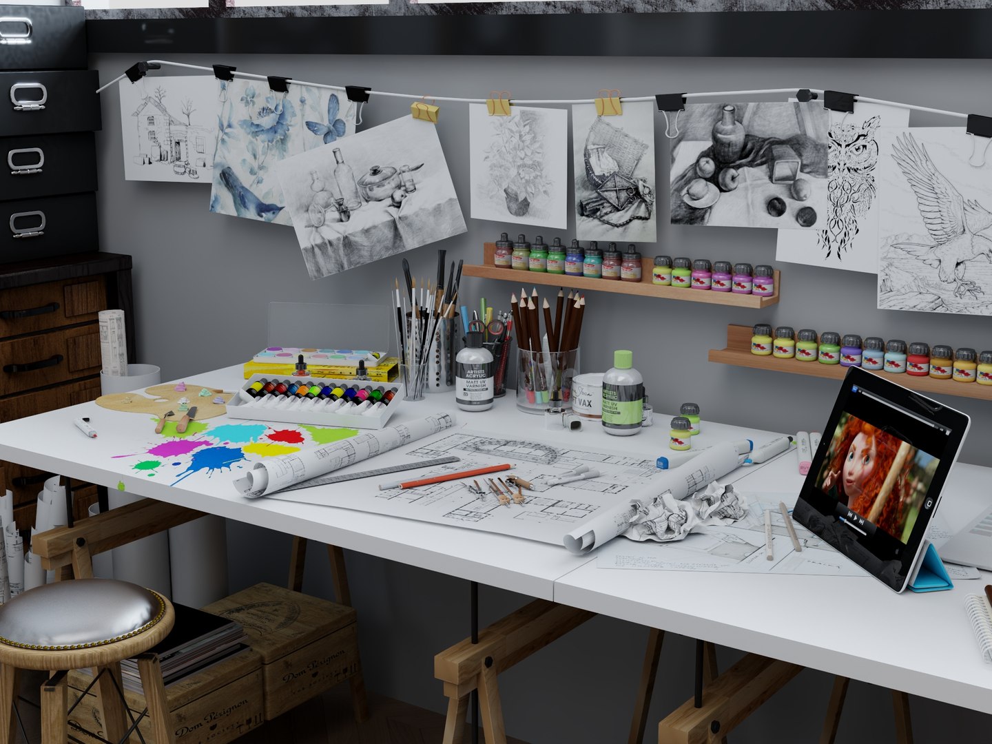 Creative Artist Studio Interior Set 3D Model 3D model https://p.turbosquid.com/ts-thumb/CQ/OE4mgS/sY/18/jpg/1774100406/1920x1080/fit_q87/1fa2d7c6d46727b31931dfebf1096ee1daa26086/18.jpg