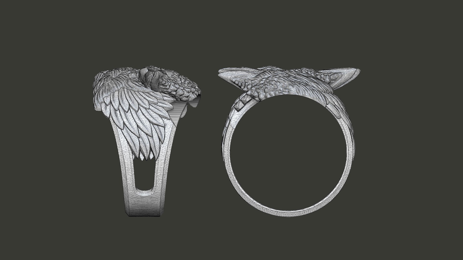 3D Two Ravens Viking Ring Jewelry 3D - TurboSquid 1881190