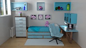 3D model Blue Kids Bedroom