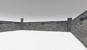 limestone wall 1 architectural 3D model
