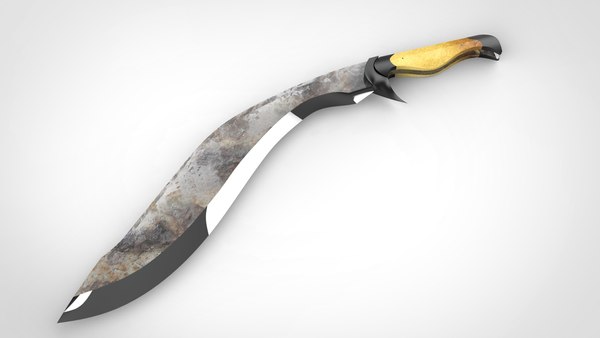 modelo 3d arma machete cuchillo mango de acero metálico cuerpo a
