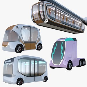 3D Monorail and autonomous cars collection model
