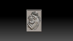 3D Mother and Baby STL  3D Print and CNC Carving Art Model