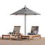 Beach umbrella and chaise longue set 8