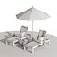 Beach umbrella and chaise longue set 8