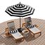 Beach umbrella and chaise longue set 8