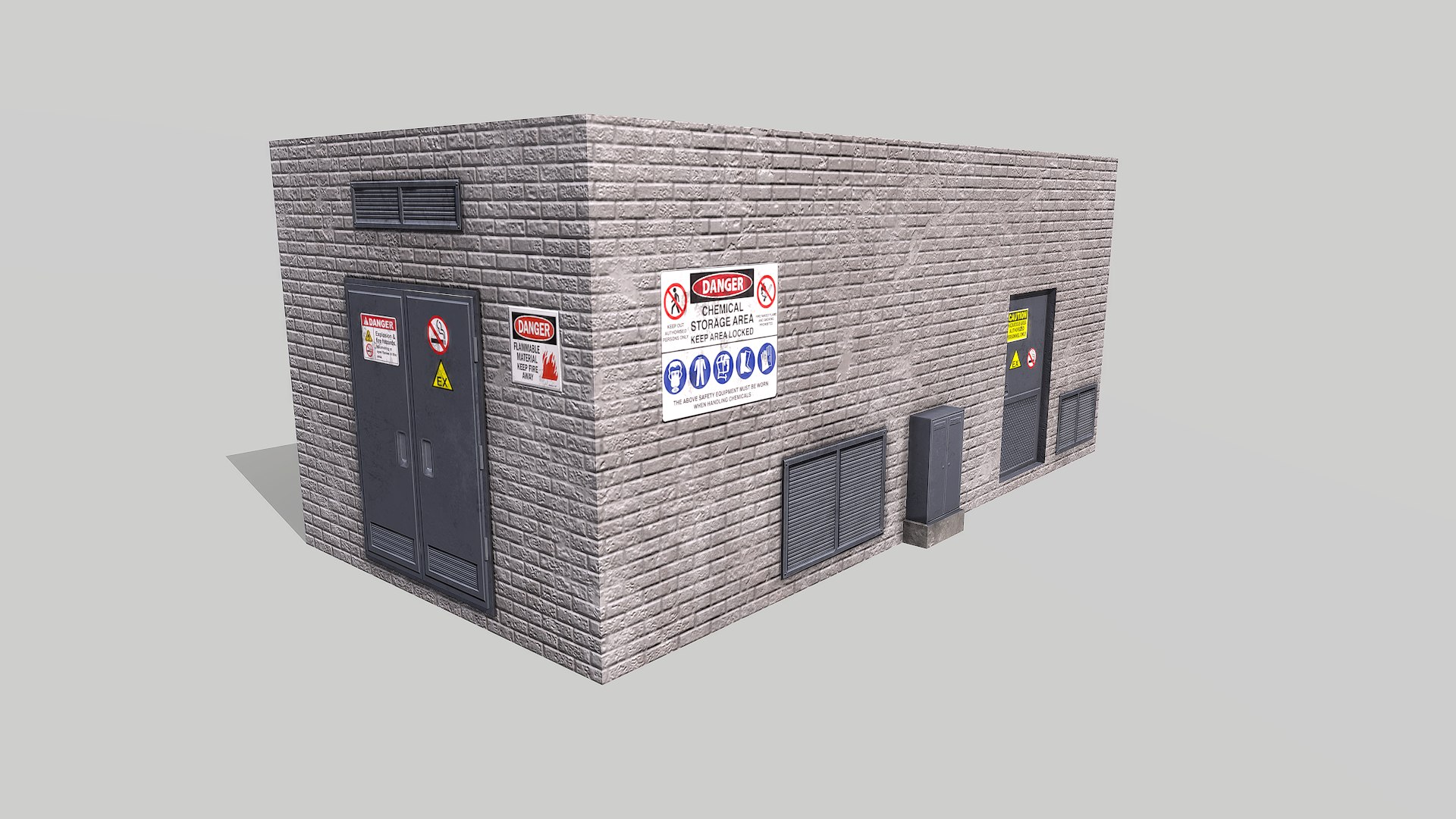 3D Chemical Explosive Wharehouse And Chemical Containers Model ...
