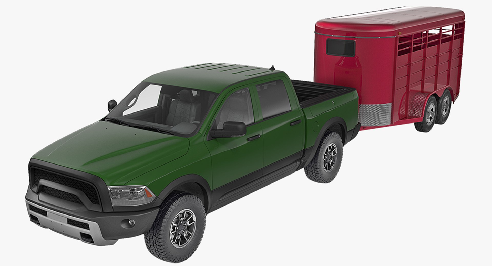 Pickup Truck with Horse Trailer 3D Model 3D model preview