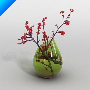 3d glass vase flower