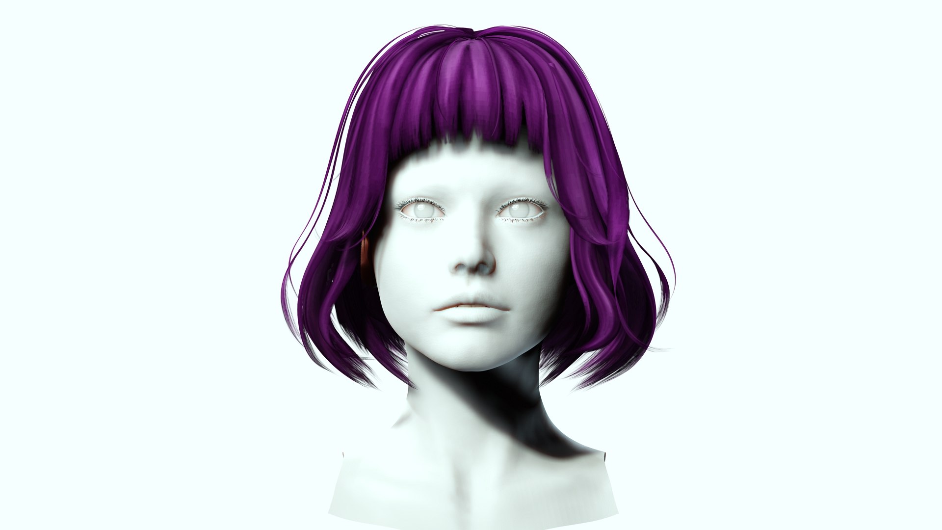 Short Hair -Blunt Bangs Style 3D Model - TurboSquid 2226756