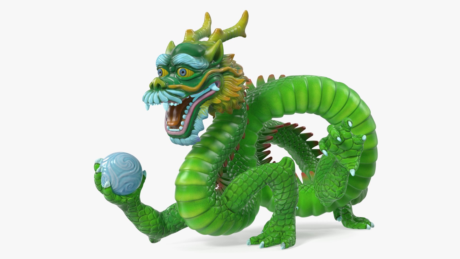 Colorful Traditional Chinese Dragons Collection 3D model preview