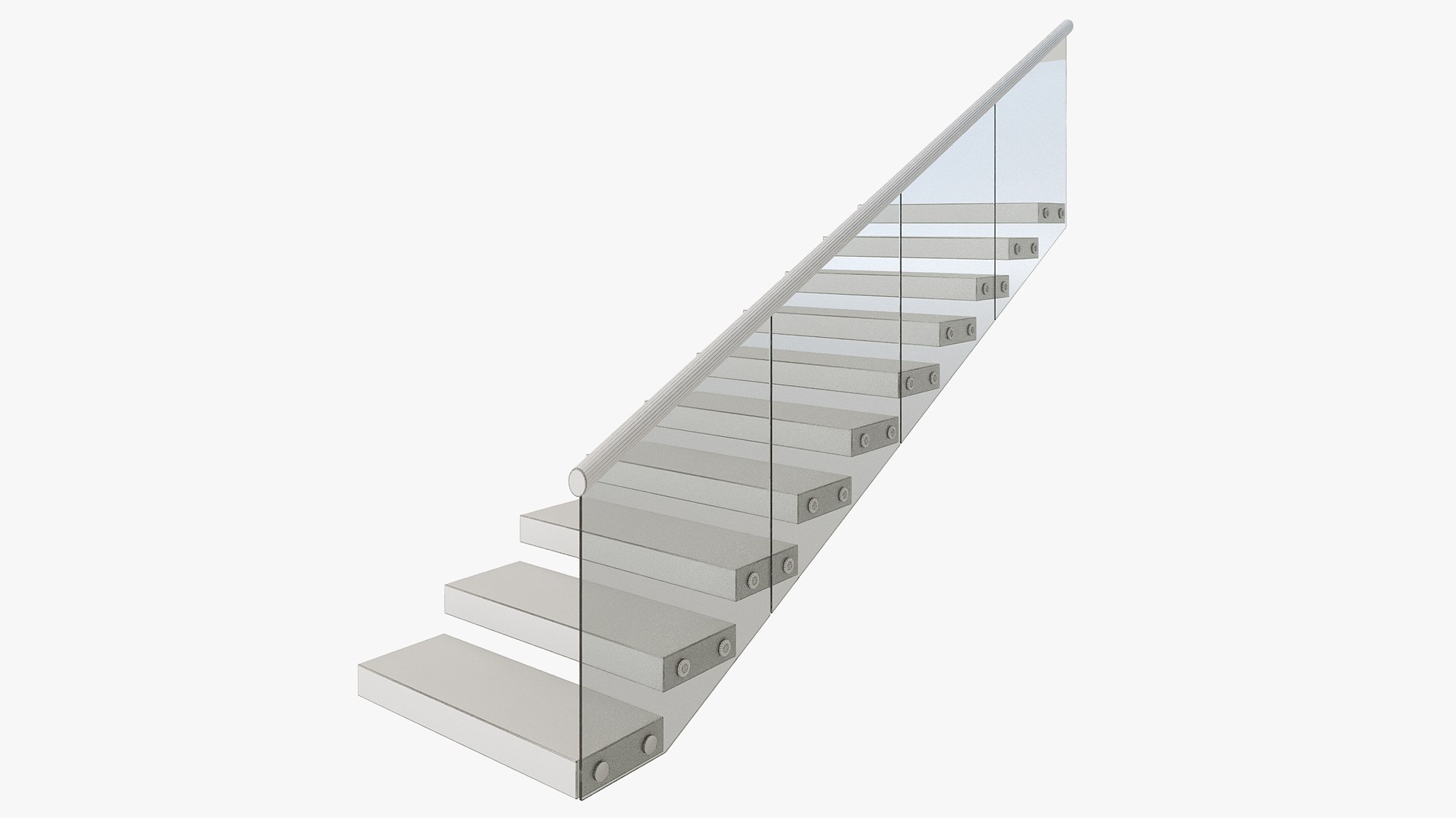 Stairs With Glass Railings 3D - TurboSquid 2088576