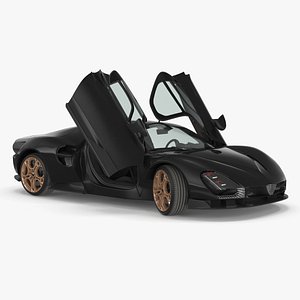 Luxurious Supercar Coupe Black Rigged